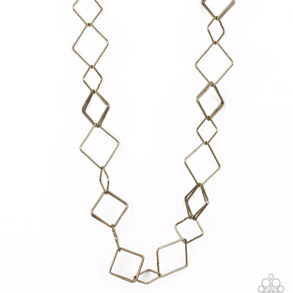Backed Into A Corner Brass Necklace